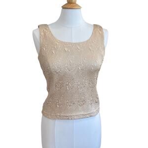 Dress Barn Gold Textured Tank Top / Shell, Y2K, Holiday, Size 6